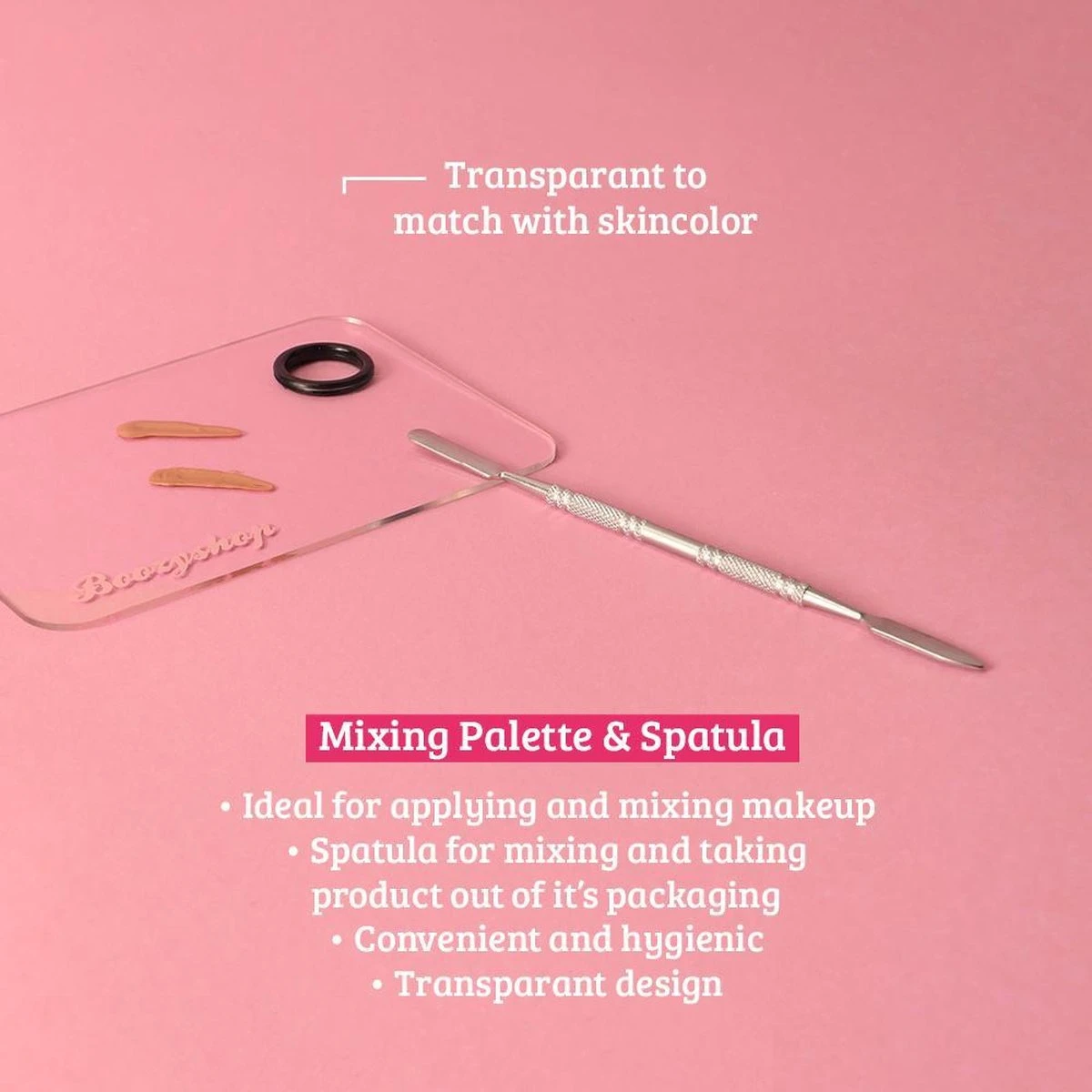 Boozyshop Transparent Makeup Mixing Palette & Spatula 4 Boozyshop Transparent Makeup Mixing Palette & Spatula - Afbeelding 2