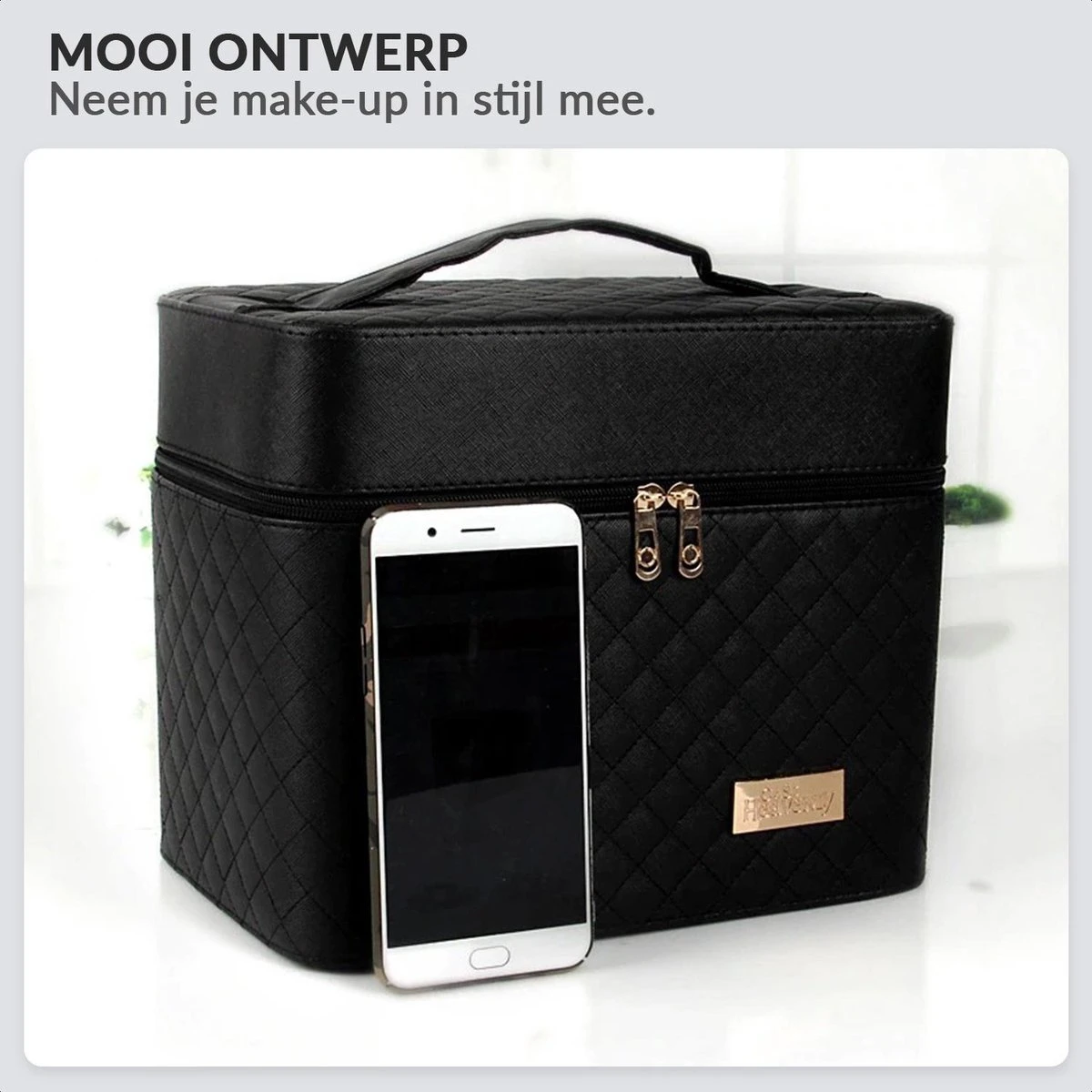 Confibel Make Up Koffer - Uitklapbaar - 5 Opbergbakken - Met Spiegel - Zwart 18 Confibel Make Up Koffer - Uitklapbaar - 5 Opbergbakken - Met Spiegel - Zwart - Afbeelding 16