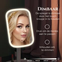 HighHome - Make Up Spiegel Met Led Verlichting - Inclusief 10x Spiegel - 3 Warmtes - 360 °C Draaibaar 13 HighHome - Make Up Spiegel Met Led Verlichting - Inclusief 10x Spiegel - 3 Warmtes - 360 °C Draaibaar -Cosmeticawinkel 1200x1200 862