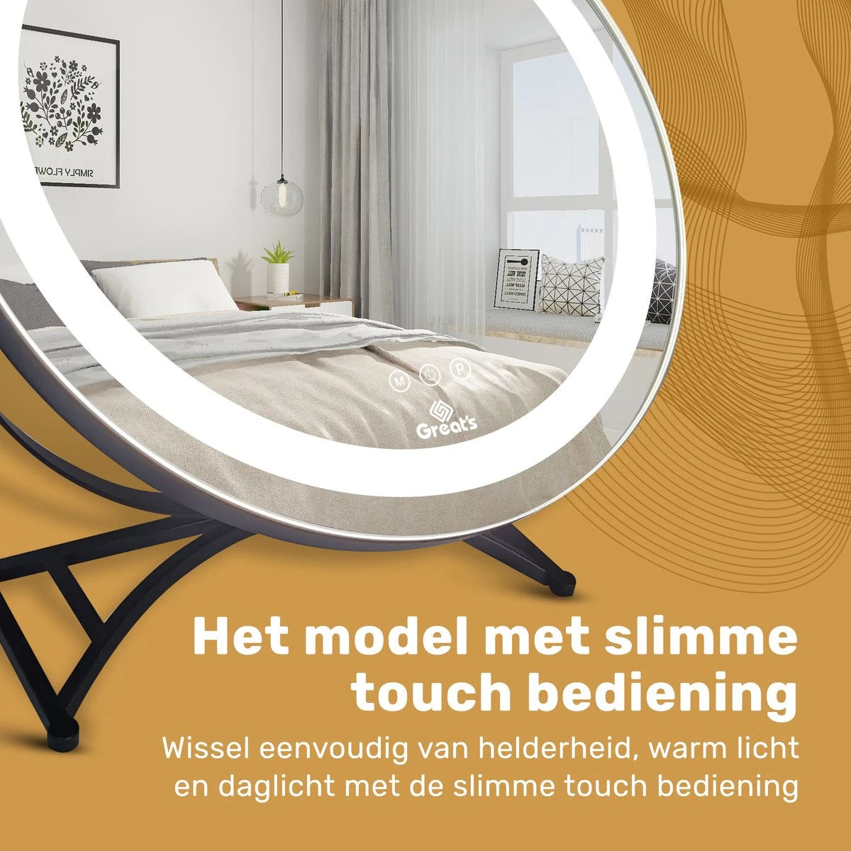 Great's® Make Up Spiegel Met LED Verlichting - ⌀ 40cm - Visagie Spiegel Rond - Extra Close Up Spiegeltje 10x - Zwart 8 Great's® Make Up Spiegel Met LED Verlichting - ⌀ 40cm - Visagie Spiegel Rond - Extra Close Up Spiegeltje 10x - Zwart - Afbeelding 6