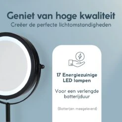 DAY Make-up Spiegel Met Verlichting - LED - 360° Draaibaar - Dubbelzijdig - 5x Vergroting - Scheerspiegel -Cosmeticawinkel 1200x1200 892