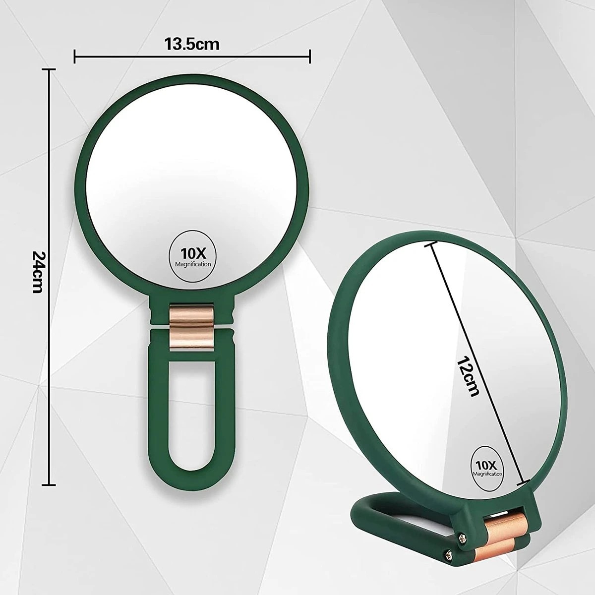 FOGARI Handspiegel Met 1 X 10 X Vergroting, Dubbelzijdige Make-upspiegel, Draagbare Kleine Spiegel, Inklapbare Verstelbare Spiegel Met Handvat, Ronde Reisspiegel, Make-upspiegel, Tafelspiegel, 360 Graden Draaibaar 4 FOGARI Handspiegel Met 1 X 10 X Vergroting, Dubbelzijdige Make-upspiegel, Draagbare Kleine Spiegel, Inklapbare Verstelbare Spiegel Met Handvat, Ronde Reisspiegel, Make-upspiegel, Tafelspiegel, 360 Graden Draaibaar - Afbeelding 2