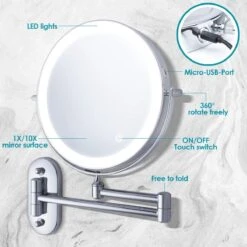 Auxmir Cosmetische Spiegel Met 1X / 10X Vergroting LED Verlichting, Dimbare Make-up Spiegel Met Touch Schakelaar USB Oplaadbare, Scheerspiegel 360 ° Draaibare Muurbeugel Voor Badkamer, Spa En Hotel 13 Auxmir Cosmetische Spiegel Met 1X / 10X Vergroting LED Verlichting, Dimbare Make-up Spiegel Met Touch Schakelaar USB Oplaadbare, Scheerspiegel 360 ° Draaibare Muurbeugel Voor Badkamer, Spa En Hotel -Cosmeticawinkel 1200x1200 915
