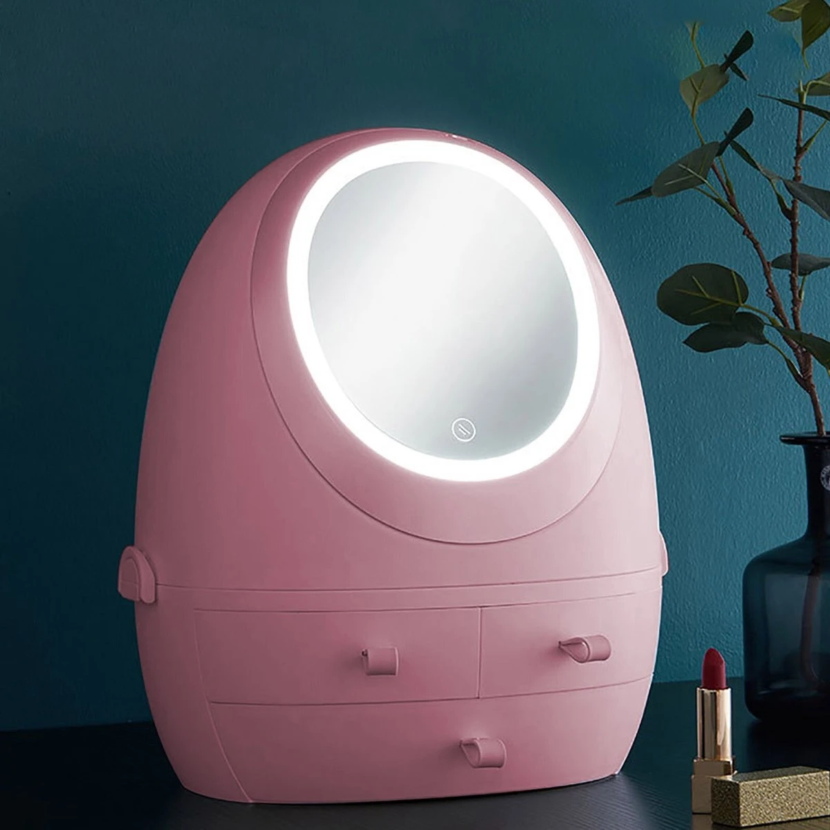Make Up Organizer Met Make Up Spiegel En Led Verlichting | Usb Opladen Make-Up Tool Organizer Cosmetische Opbergdoos Draagbare Lade Led Spiegel Make-Up Tool Kits Opbergrek Maquillage | Make Up Spiegel Met Verlichting | Make Up Organizer Lades - Roze 7 Make Up Organizer Met Make Up Spiegel En Led Verlichting | Usb Opladen Make-Up Tool Organizer Cosmetische Opbergdoos Draagbare Lade Led Spiegel Make-Up Tool Kits Opbergrek Maquillage | Make Up Spiegel Met Verlichting | Make Up Organizer Lades - Roze - Afbeelding 5