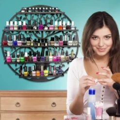 Confibel Nagellak Houder - Nagellak Flesjes Organizer - Essentiële Oliën Organizer - Rek Voor Flesjes - Wanddecoratie - Zwart -Cosmeticawinkel 1200x1200 983