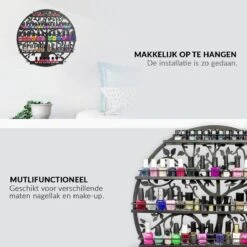 Confibel Nagellak Houder - Nagellak Flesjes Organizer - Essentiële Oliën Organizer - Rek Voor Flesjes - Wanddecoratie - Zwart -Cosmeticawinkel 1200x1200 987