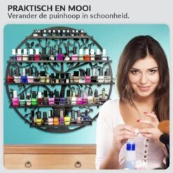 Confibel Nagellak Houder - Nagellak Flesjes Organizer - Essentiële Oliën Organizer - Rek Voor Flesjes - Wanddecoratie - Zwart -Cosmeticawinkel 1200x1200 988