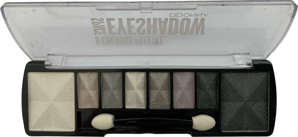 D'Donna - Oogschaduw Palette - Space Gris - Met Lange Applicator - 8 Kleuren: Wit / Grijs / Zilver / Zwart - 1 Doosje Met 10 Gram Inhoud 3 D'Donna - Oogschaduw Palette - Space Gris - Met Lange Applicator - 8 Kleuren: Wit / Grijs / Zilver / Zwart - 1 Doosje Met 10 Gram Inhoud