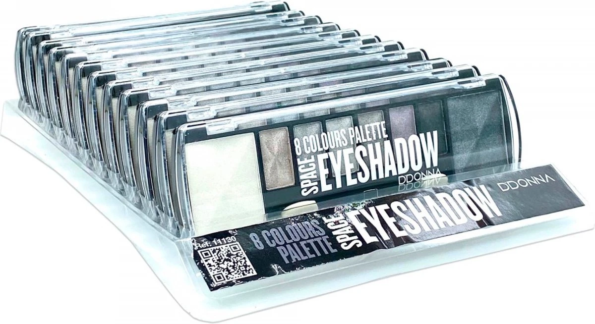 D'Donna - Oogschaduw Palette - Space Gris - Met Lange Applicator - 8 Kleuren: Wit / Grijs / Zilver / Zwart - 1 Doosje Met 10 Gram Inhoud 5 D'Donna - Oogschaduw Palette - Space Gris - Met Lange Applicator - 8 Kleuren: Wit / Grijs / Zilver / Zwart - 1 Doosje Met 10 Gram Inhoud - Afbeelding 3