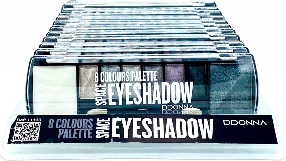 D'Donna - Oogschaduw Palette - Space Gris - Met Lange Applicator - 8 Kleuren: Wit / Grijs / Zilver / Zwart - 1 Doosje Met 10 Gram Inhoud 4 D'Donna - Oogschaduw Palette - Space Gris - Met Lange Applicator - 8 Kleuren: Wit / Grijs / Zilver / Zwart - 1 Doosje Met 10 Gram Inhoud - Afbeelding 2