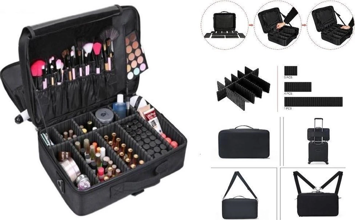 Visagie Kappers Koffer - Make Up Cosmetica Tas - Beauty Case - Groot 41 X 31 X 14 Cm 3 Visagie Kappers Koffer - Make Up Cosmetica Tas - Beauty Case - Groot 41 X 31 X 14 Cm