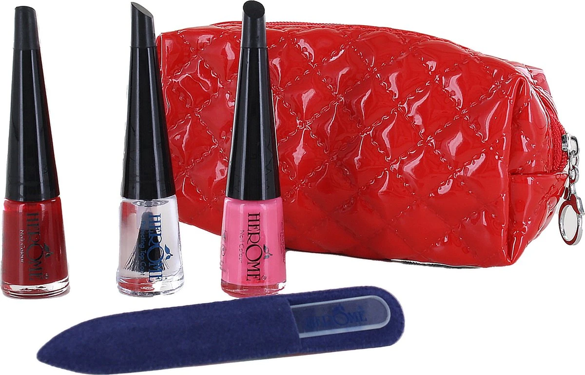 Herome Valentijn Set - 2 Nagellak Kleuren, Protecting Top Coat, Glass Nail File Mini 8 Herome Valentijn Set - 2 Nagellak Kleuren, Protecting Top Coat, Glass Nail File Mini - Afbeelding 6