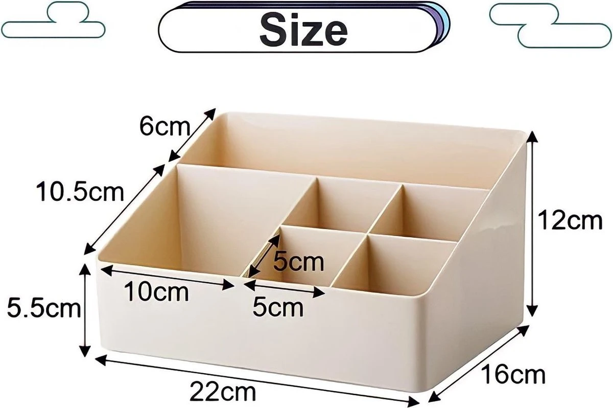 Merkloos Make-Up Organizer - Opbergdoos - Cosmetica - Wit/Creme -Sieraden - Nagelak - Make Up Organizer - Make Up Organizers 8 Merkloos Make-Up Organizer - Opbergdoos - Cosmetica - Wit/Creme -Sieraden - Nagelak - Make Up Organizer - Make Up Organizers - Afbeelding 6