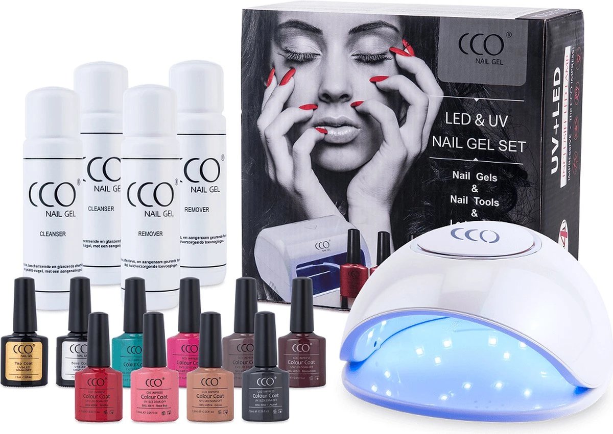 CCO Gellak Starterspakket - Gel Nagellak - Large Met 48Watt Led Lamp - 8 Gellak Kleuren Van CCO 3 CCO Gellak Starterspakket - Gel Nagellak - Large Met 48Watt Led Lamp - 8 Gellak Kleuren Van CCO