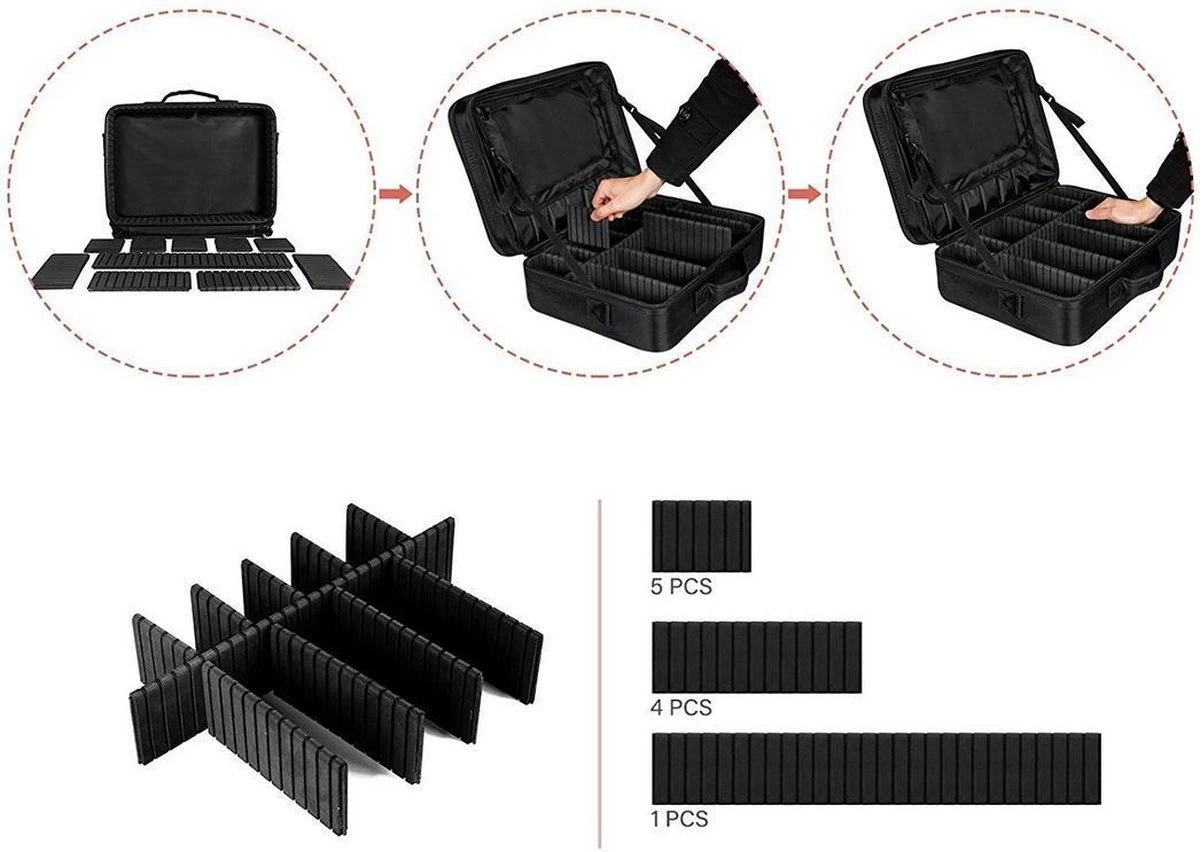 Visagie Kappers Koffer - Make Up Cosmetica Tas - Beauty Case - Groot 41 X 31 X 14 Cm 4 Visagie Kappers Koffer - Make Up Cosmetica Tas - Beauty Case - Groot 41 X 31 X 14 Cm - Afbeelding 2