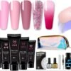 Elvi Polygel Nagels Kit - 6x15 Perfecte Polygel Kleuren Voor De Feestdagen- Nagelverlenging - Polyacryl UV Nagellak-Quick Extension Set- Polygel Color Changing Red-Pink-Polygel Starterspakket- UV Base & Top Coat-Slip Solution-100 Nagel Tips-