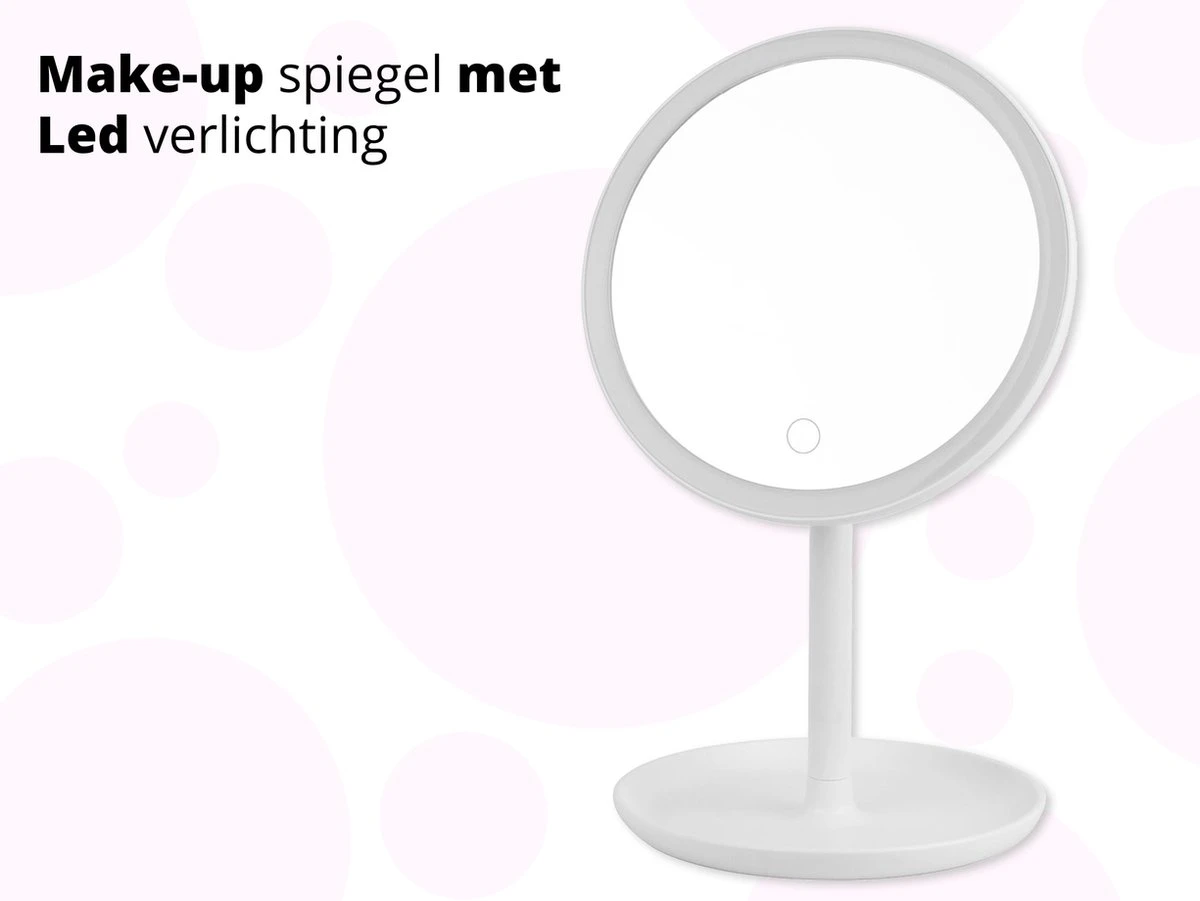 Make Up Spiegel Met LED Verlichting - Cosmetica - Dimbaar - Dimfunctie - Oplaadbaar - USB - Cadeau - Vakantie - Wit 3 Make Up Spiegel Met LED Verlichting - Cosmetica - Dimbaar - Dimfunctie - Oplaadbaar - USB - Cadeau - Vakantie - Wit
