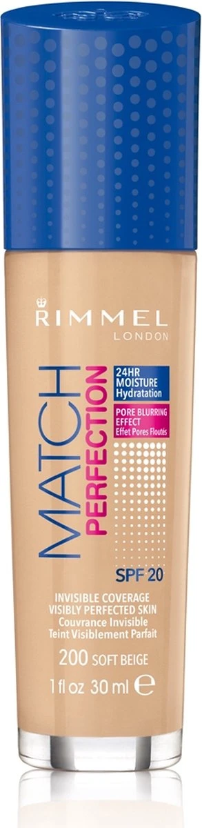 Rimmel London Match Perfection Foundation - 200 Soft Beige - Beige 17 Rimmel London Match Perfection Foundation - 200 Soft Beige - Beige - Afbeelding 15