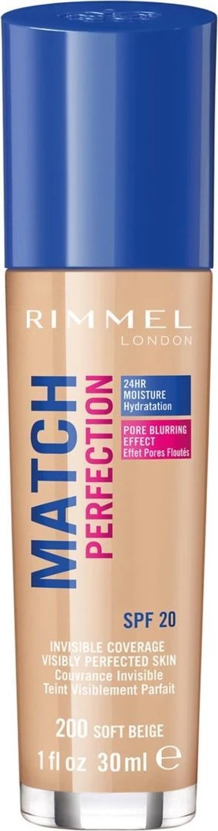 Rimmel London Match Perfection Foundation - 200 Soft Beige - Beige 3 Rimmel London Match Perfection Foundation - 200 Soft Beige - Beige