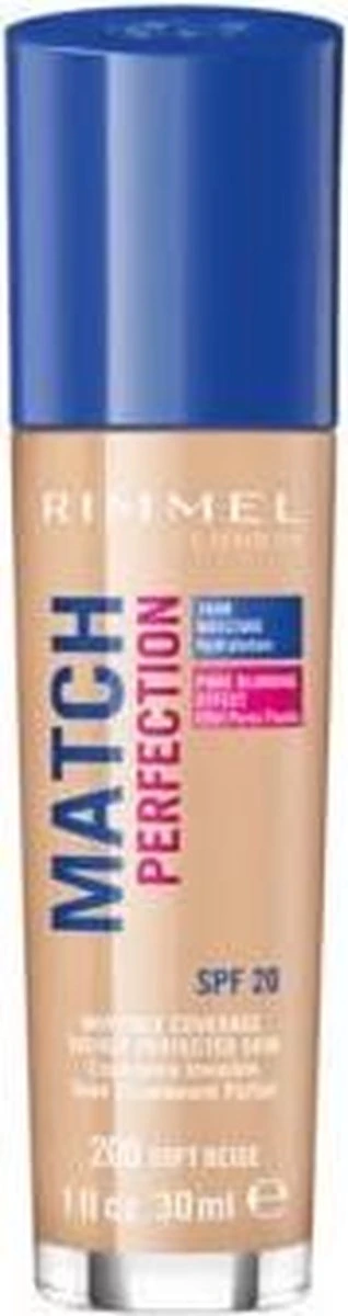 Rimmel London Match Perfection Foundation - 200 Soft Beige - Beige 21 Rimmel London Match Perfection Foundation - 200 Soft Beige - Beige - Afbeelding 19