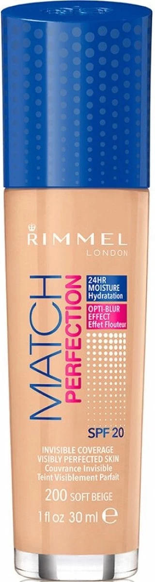 Rimmel London Match Perfection Foundation - 200 Soft Beige - Beige 13 Rimmel London Match Perfection Foundation - 200 Soft Beige - Beige - Afbeelding 11