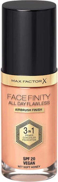 Max Factor Facefinity All Day Flawless 3-in-1 Liquid Foundation - 077 Soft Honey 25 Max Factor Facefinity All Day Flawless 3-in-1 Liquid Foundation - 077 Soft Honey -Cosmeticawinkel 387x1200