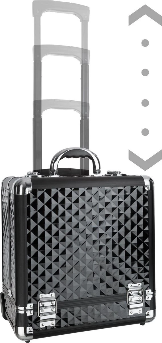 Dreamble Make-up Koffer - Make-up Trolley - Zwart - Rijdbaar - Met Wieltjes - Compact - 8 Vakken - Met Slot - 2 Sleutels 2 Dreamble Make-up Koffer - Make-up Trolley - Zwart - Rijdbaar - Met Wieltjes - Compact - 8 Vakken - Met Slot - 2 Sleutels
