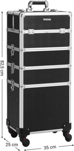 XXL PRO Visagie Beauty Case Koffer Trolley - Nagelkoffer Op Wielen Voor Makeup Of Cosmetica - Grote Uitklapbare Opbergsysteem Nagel Styliste Kapster - Zwart -Cosmeticawinkel 588x1200 1