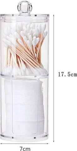 Without Lemon - Wattenstaafjes En Wattenschijfjes Houder - Dubbel Transparant Opberghouder - Opbergdoosje - Makeup Organizer - Open En Dichte Houder - Met Deksel - Stapelbaar -Cosmeticawinkel 613x1200 4