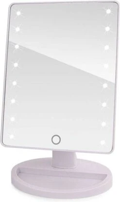 Verlichte Make-up Spiegel 180° Draaibaar 16 Ingebouwde LED Lampjes - Wit -Cosmeticawinkel 714x1200 2