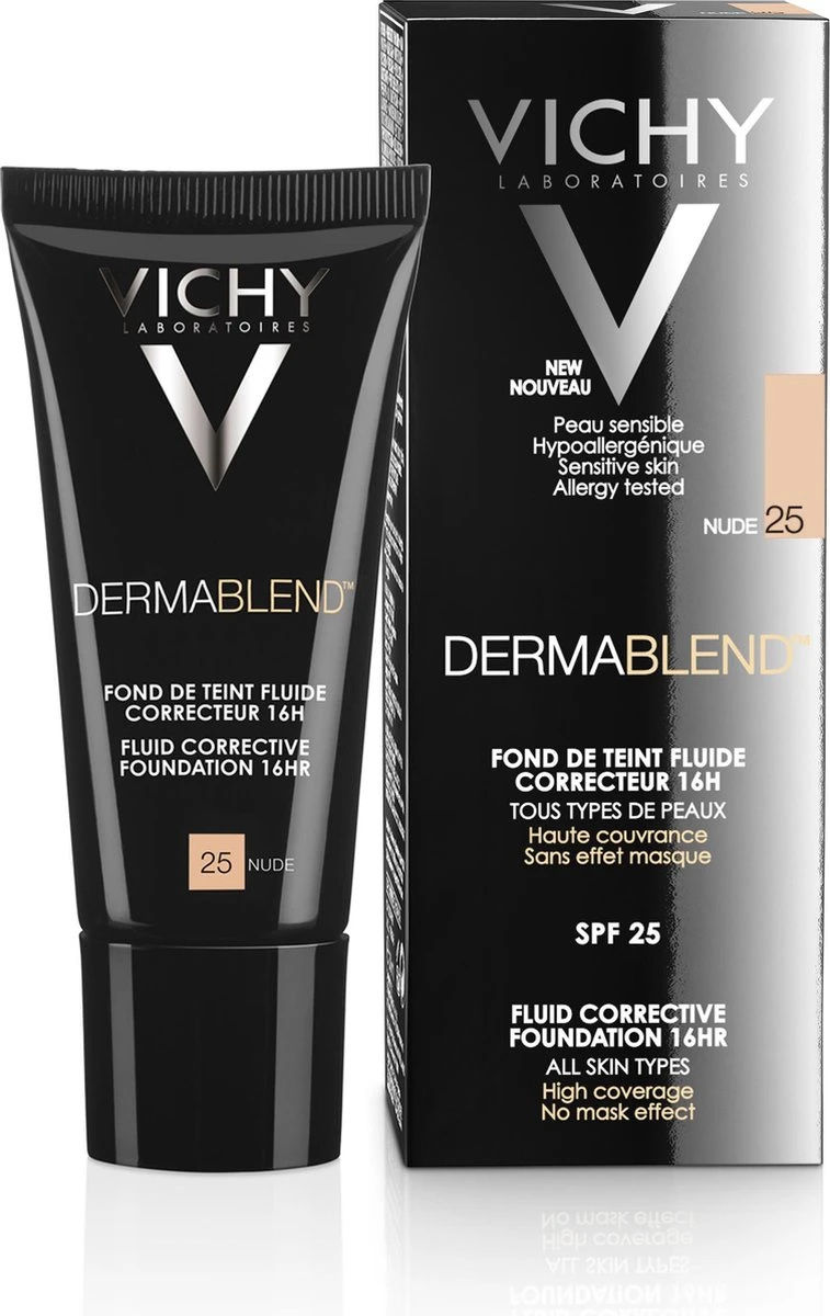 Vichy Dermablend Foundation - Nude 25 - 30ML - Hoge Dekking 4 Vichy Dermablend Foundation - Nude 25 - 30ML - Hoge Dekking - Afbeelding 2