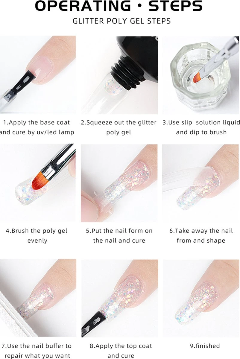 Elvi Polygel Nagels Kit - 6x15 Perfecte Polygel Kleuren Voor De Feestdagen- Nagelverlenging - Polyacryl UV Nagellak-Quick Extension Set- Polygel Color Changing Red-Pink-Polygel Starterspakket- UV Base & Top Coat-Slip Solution-100 Nagel Tips- 8 Elvi Polygel Nagels Kit - 6x15 Perfecte Polygel Kleuren Voor De Feestdagen- Nagelverlenging - Polyacryl UV Nagellak-Quick Extension Set- Polygel Color Changing Red-Pink-Polygel Starterspakket- UV Base & Top Coat-Slip Solution-100 Nagel Tips- - Afbeelding 6