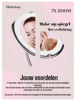 Make-Up Spiegel - 7X Vergroting - LED Licht - Make Up Spiegel Met Verlichting - Vergrootspiegel Met Zuignap - Exclusief Baterijen(Niet Ingegrepen 3AAA)3AAA -Cosmeticawinkel 900x1200 22