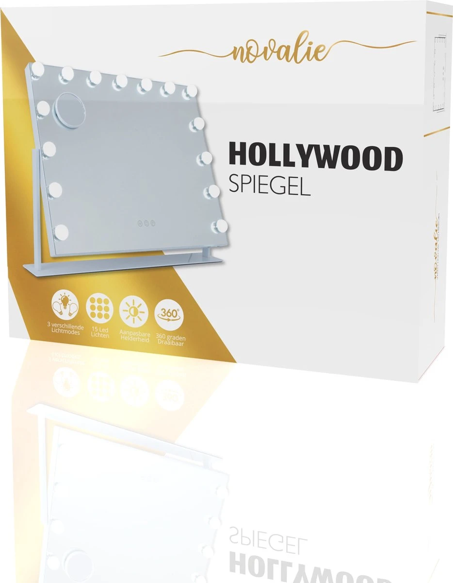 Novalie Hollywood Spiegel Met Verlichting - 65 Cm X 50 Cm - Make Up Spiegel Met Led Lampen – Visagie – Dimbaar / 3 Lichtstanden – Voor Hem / Haar Cadeau – 10x Vergroting – Met Tru-Daylight Verlichting – Wit 11 Novalie Hollywood Spiegel Met Verlichting - 65 Cm X 50 Cm - Make Up Spiegel Met Led Lampen – Visagie – Dimbaar / 3 Lichtstanden – Voor Hem / Haar Cadeau – 10x Vergroting – Met Tru-Daylight Verlichting – Wit - Afbeelding 9