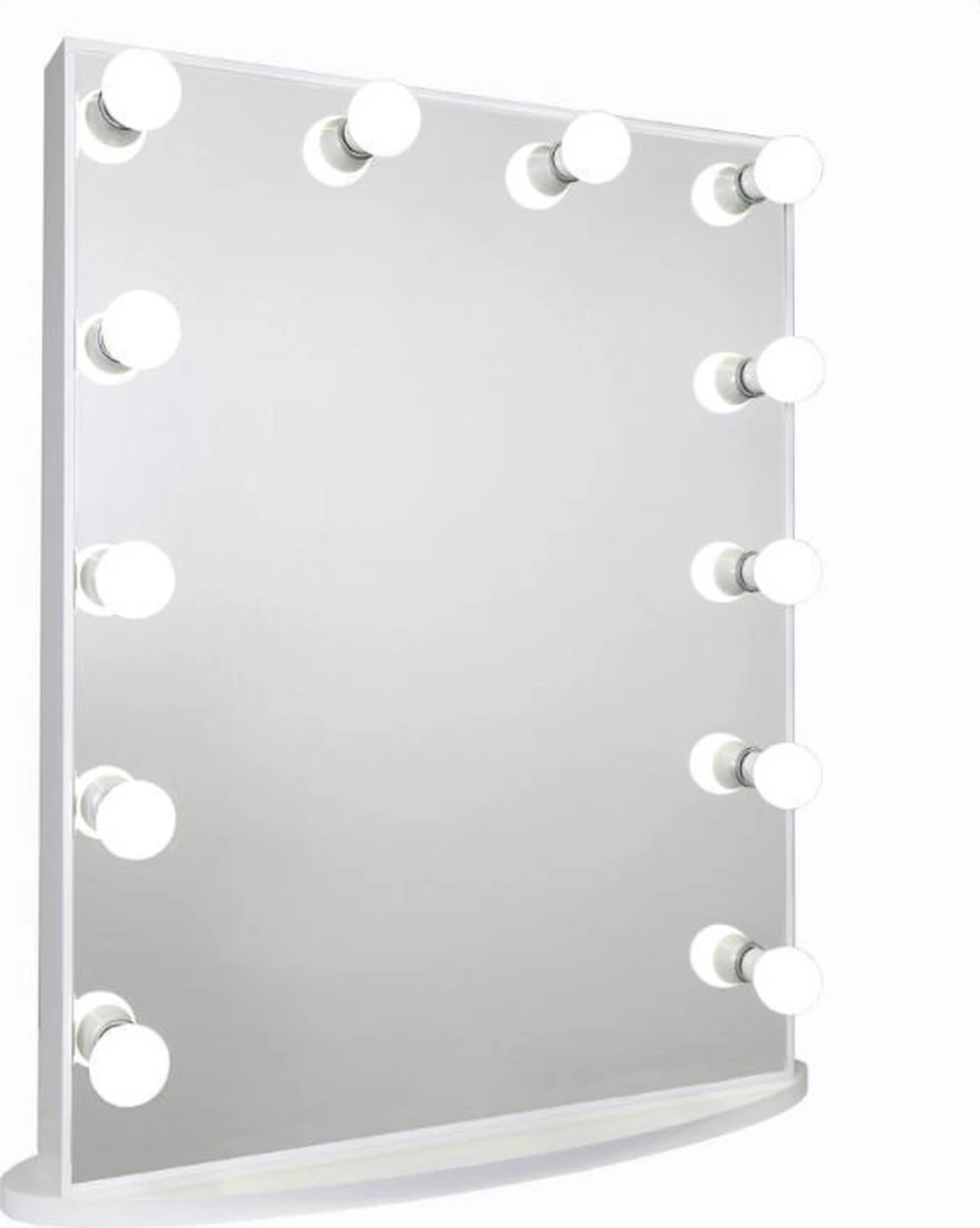 Bright Beauty Vanity Hollywood Make Up Spiegel Met Verlichting - 60 X 80 Cm - Dimbaar - Zonder Rand - Wit - Hoogwaardig Gespoten MDF 3 Bright Beauty Vanity Hollywood Make Up Spiegel Met Verlichting - 60 X 80 Cm - Dimbaar - Zonder Rand - Wit - Hoogwaardig Gespoten MDF