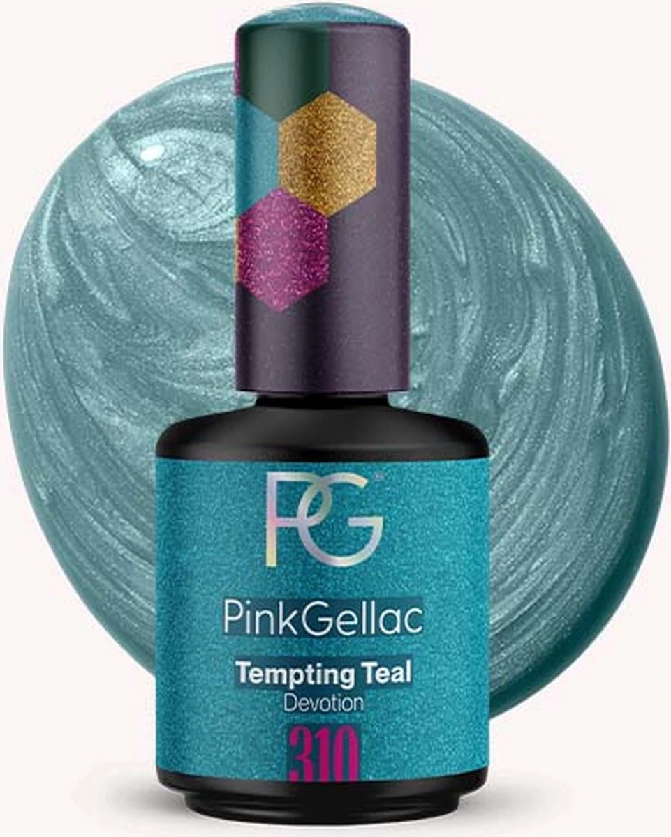 Pink Gellac - Tempting Teal - Gellak - Vegan - Blauw - Glanzend - 15ml 3 Pink Gellac - Tempting Teal - Gellak - Vegan - Blauw - Glanzend - 15ml